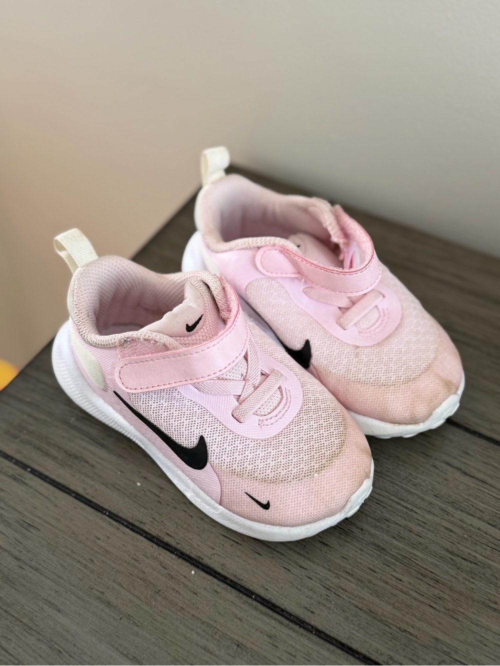 Nike Kids Pink and Black Velcro Athletic Sneakers